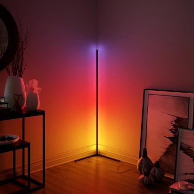 China Dropshipping Modern Running Nordic Shelf Standing Tripod Corner LED Contemporary Smart Modern RGB Floor Lamp for sale