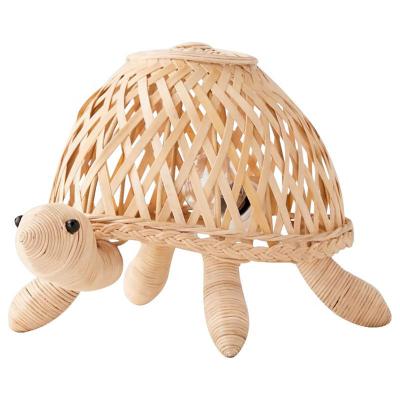 China Tortoise Rattan Table Light Modern Decor Woven Bamboo Decorative Lampshade Hotel Room Home Table Lamp Bedroom Desk Lamp for sale