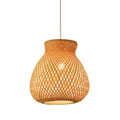 China Handmade Bamboo Woven Rattan Pendant Light Hotel Restaurant Cafe Dining Counter Modern Nordic Retro Chandeliers Design for sale