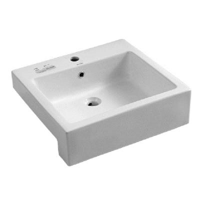 China ANNWA Sustainable Popular Design Rectangular Bathroom Sink Semi Recessed Pedestal Wash Basin for sale