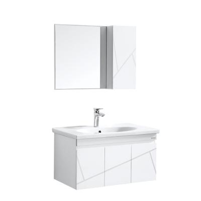 China ANNWA Modern Luxury Waterproof Push And Pull Rectangle Vanity PVC Bathroom Cabinet for sale