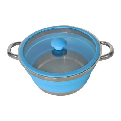 China Stainless+TPR Caravan Motorhome RV Non-Toxic Telescopic Pot Silicone Folding Small Size Pot for Camping for sale