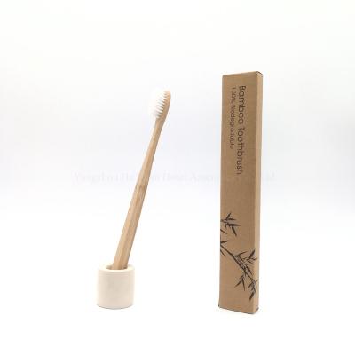 China Disposable Eco-friendly Toothbrush Bamboo Toothbrush With Nature Color Bristle for sale