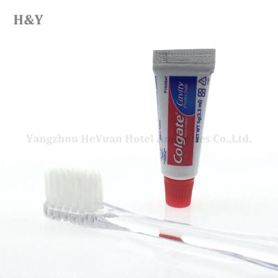 China Hotel Exquisite Disposable Amenities Easy Take Dental Kit Hotel Travel Toothbrush And Toothpaste for sale