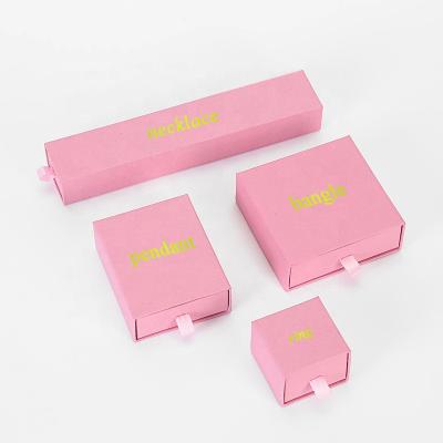 China Paper Drawer Pull Out Type SUNDO New Arrival Necklace Ring Bracelet Bangle Gift Custom Logo Pink Jewelry Packaging Paper Boxes for sale