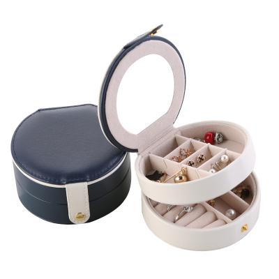 China Nice For Jewelry Organizer SUNDO Style Wholesale High Quality Fresh Luxury Pink Velvet Organizer Bag Blue Leather Earrings Ring Jewelry Storage Case for sale