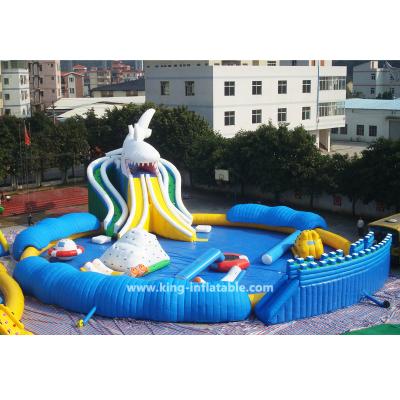 China Plato Brand PVC Tarpaulin Pool Shark Giant Inflatable Water Slides for sale