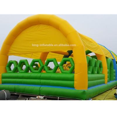 China Long Outdoor Playground PVC Inflatable Bouncer Jumping Castle With Obstacle for sale