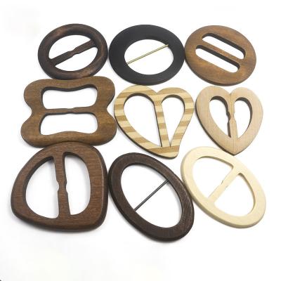 China Handbag Accessories Factory Supply Wooden Decorative Adjustable Slide Buckle Direct Diy Different Shapes For Garment for sale