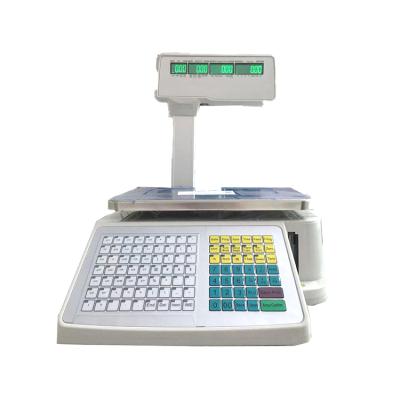 China Alloy +stainless +ABS 15/30kg Scales Cash Register Aluminum Steel Computing Barcode Label Printing Scale Label Scales With Post Display for sale