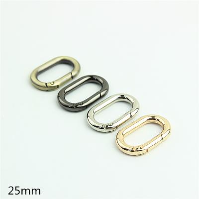 China Metal Luggage Hardware Bag Accessories Open Oval Egg Shaped Spring Ring Buckle Connecting Bag With Lifting Ring25mm for sale