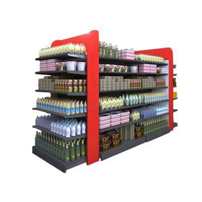 China New Design Double Sided Commercial Double Sided Display Rack Shelves Supermarket Super Market Metal Gondola Customized Shelf Racks for sale