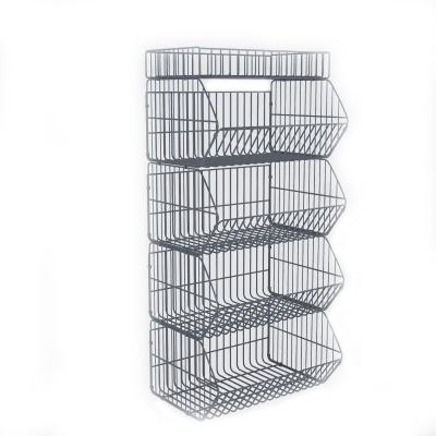 China Free Moving Supermarket Stacking Metal Promotion Shelf Rack Retail Store Metal Wire Locker Shelves Show Food Storage Rack for sale