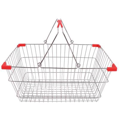 China Factory Price Zinc Wire Supermarket Retail Shop Basket Eco-friendly Metal Wire Mesh Basket Customized Chromed Shopping Basket With Handle for sale