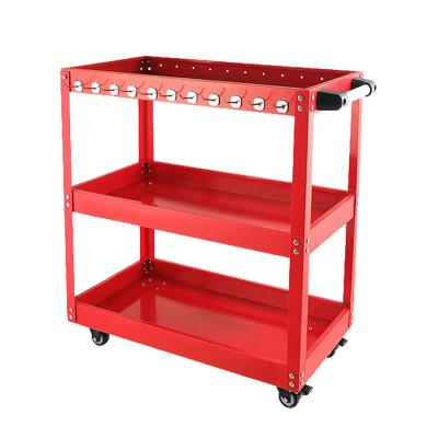 China Single Sided Multifunctional Customized 3 Tier Rolling Tool Cabinet Service Metal Tool Industrial Trolley With Drawer For Repair Shop for sale