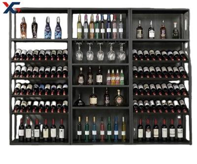 China High Quality Double Sided Liquor Store Design Supermarket Wine Display Rack Wine Shop Customized Furniture Wine Shelves For Shops for sale