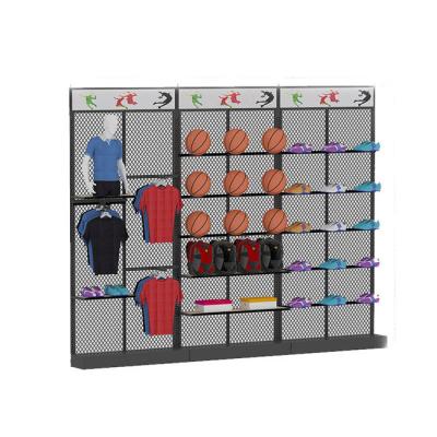 China Morden Professional Sports Store Design Rack Furniture Rack Black Metal Sports Whole Interior Sports Shop Display Rack for sale