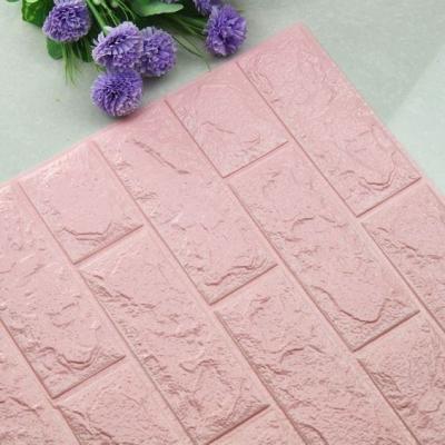 China Moistureproof PE Wall Panels 3d Brick Wallpaper White Pink Waterproof 3d Foam Wall Stickers For Home Decoration for sale