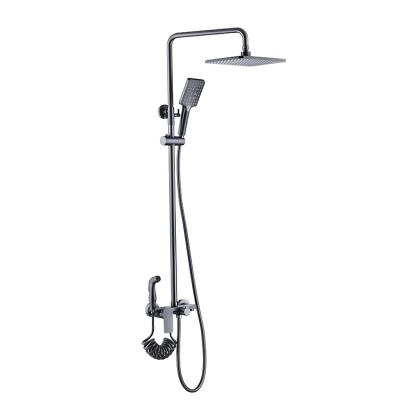 China With Slide Bar Small Flat Series Shower Set Luxury Solid Brass Shower Faucet With Shower Head for sale