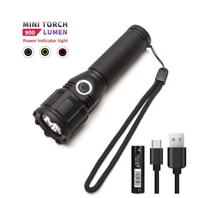 China High Power 18650 Batteries 900 Lumens Emergency Waterproof Super Bright Led Light Style Led Strong Torch Instant Light Rechargeable Flashlight for sale