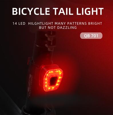 China Eco-friendly Outdoor Red 14*LED Bike Rear Light With USB Cable And Frame Rechargeable Bicycle Tail Light for sale