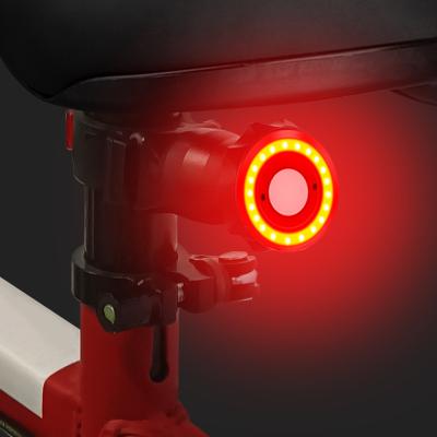 China Bike Safety Alarm New Type-C Intelligent Rechargeable Waterproof Brake Sensor Bicycle Taillight 6 Modes Smart Flash LED Indicator Light Bike Rear Light for sale