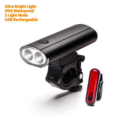 China Outdoor Activities Rechargeable Bycicle USB Light Set Bicycle Light Front And Rear Waterproof Bicycle Light Kit for sale