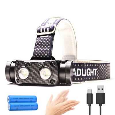 China Rechargeable 7 Mode Sports Sensor Current Waterproof Headlight Portable Multifunctional Dual LED Head Light Lamp for sale