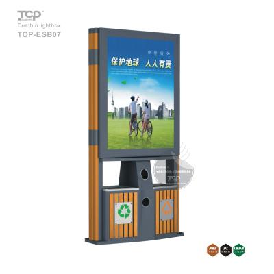 China Hot Selling Tempered Glass Solar Power Outdoor Trash Bin Scrolling Advertising Light Box / Billboard for sale