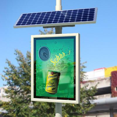 China Outdoor Advertising Solar Power Street Pole Outdoor Walking Light Box With Lamp Pole for sale