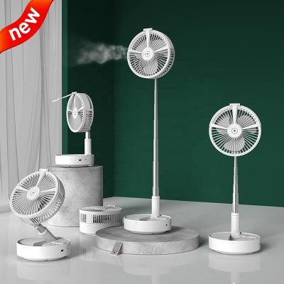 China 2022 Foldable New Multifunctional Home Outdoor Folding Electric Fan Portable Rechargeable Mist Air Cooling Stand Fan With Night Light for sale