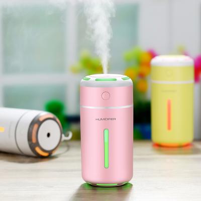 China 2021 230ml Portable Mini USB Mute Electric Ultrasonic Humidifier Warm Light Wholesale Cute Car LED Mini Air Humidifier for sale