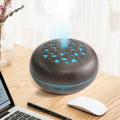 China Hot Sale High Quality Car 7 Color Lights Dark Wood Grains Blue Tooth Speaker 550Ml Aroma Diffuser for sale