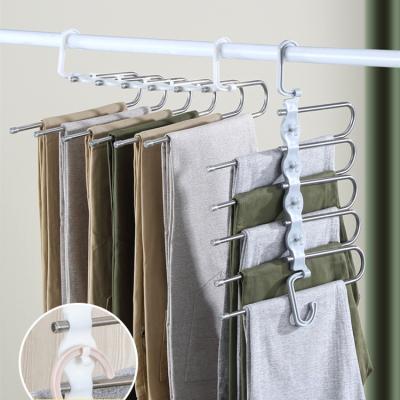 China Durable Universal Plastic Trouser Hanger Stainless Steel Hangers For Pant Storage Trouser Clip Hanger for sale