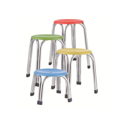 China Modern Four Leg Stool Stainless Steel Thick Round Canteen Plastic Chair for sale