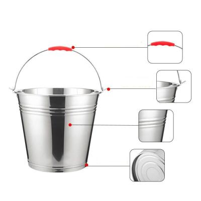 China Sustainable Wholesale Stainless Steel Bucket 10l Metal Bucket Milk Tea Bucket With Handle for sale