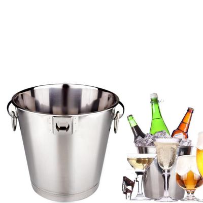 China Sustainable Metal Round Ice Bucket Beverage Tubs 6 Bottles With Handle Champagne Beer Promotion With OEM ODM Logo Brand for sale