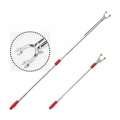 China Durable Plastic Retractable Fork Clothes Drying Housewares Hanger Clothes Fork For Wardrobe And Cloth D-Ring for sale