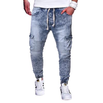 China Wholesale Men's Skinny Skinny Fit Drawstring Breathable Washed Casual Trousers Mens Jeans Trousers For Man's Clothing for sale