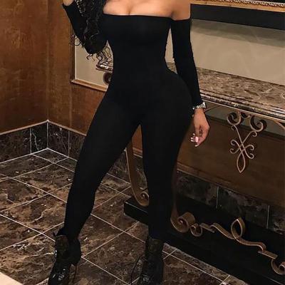 China PL-BN7051 fashion breathable off shoulder bodycon one piece women fall clothing long sleeve jumpsuit for sale