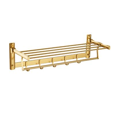 China Wall Mounted Type Beiou Hotel Apartment Bathroom Balcony Aluminum Folding Towel Rack With Hook for sale