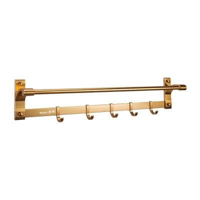 China Hotel Rustproof High Quality Aluminum Simple Home Bathroom Towel Rack Space Robe Wall Mounted Towel Rail for sale