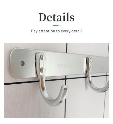 China Hotel Sustainable Home Accessories Clothes Bag Hook Wall Mounted Aluminum Alloy Towel Coat Hat Hook for sale