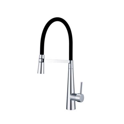 China Modern Good Quality UPC Hose Polished Pull Down Hole Single Handle Long Neck Kitchen Faucet for sale