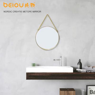 China Hot Selling Living Room Bedroom Mirror Nordic Modern Metal Round Wall Luxury Decorative Mirrors for sale