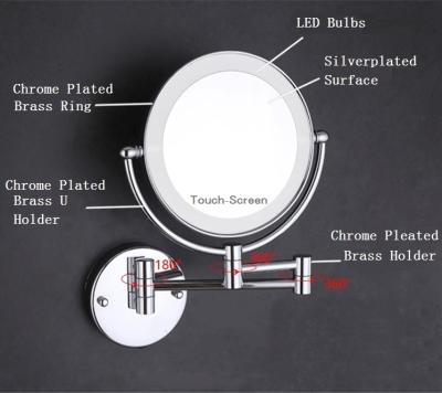 China Magnifying Bathroom Led Wall Mounted Extendable Foldable Makeup Mirror Round Makeup Mirror for sale