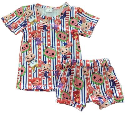 China HOT sale Anti-wrinkle baby suit kids cartoon set cocomelon summer boutique clothing T-shit+Pants kids boys clothes for sale