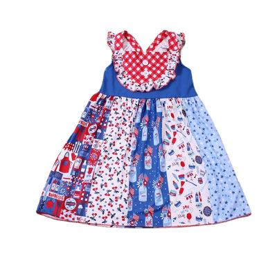 China 2021 NO MOQ Hot Sale 4th July Babies' Boutique Children's Anti-Wrinkle Clothing National Flag Embroidery Baby's Clothing Sets for sale