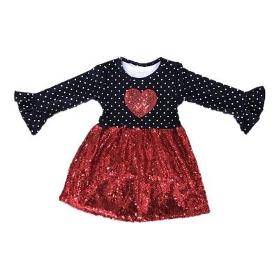 China High quality milk silk valentine children dress baby autumn dress long sleeve dresses casual baby skirt for sale