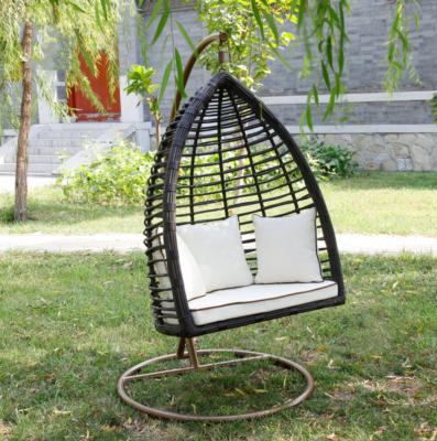 China Strong Swing Seat Patio Furniture Indoor Outdoor Swing Rattan Oversized Wicker Hanging Double Egg Beige Chair for sale